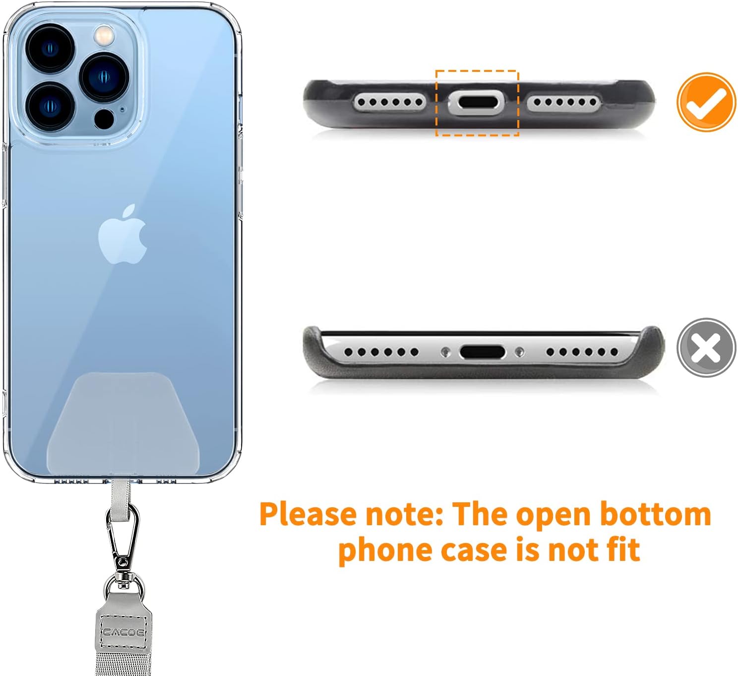 CACOE Phone Lanyard 2 Pack-2× Adjustable Neck Strap,2× Phone Patches,Universal Cell Phone Multifuctional Patch Lanyards Compatible with Most Smartphones(Black+Gray)