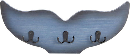Okuna Outpost Whale Tail Wall Hook for Nursery, Nautical Ocean Wall Decor (Blue, 15.5 x 6.75 x 1 in)