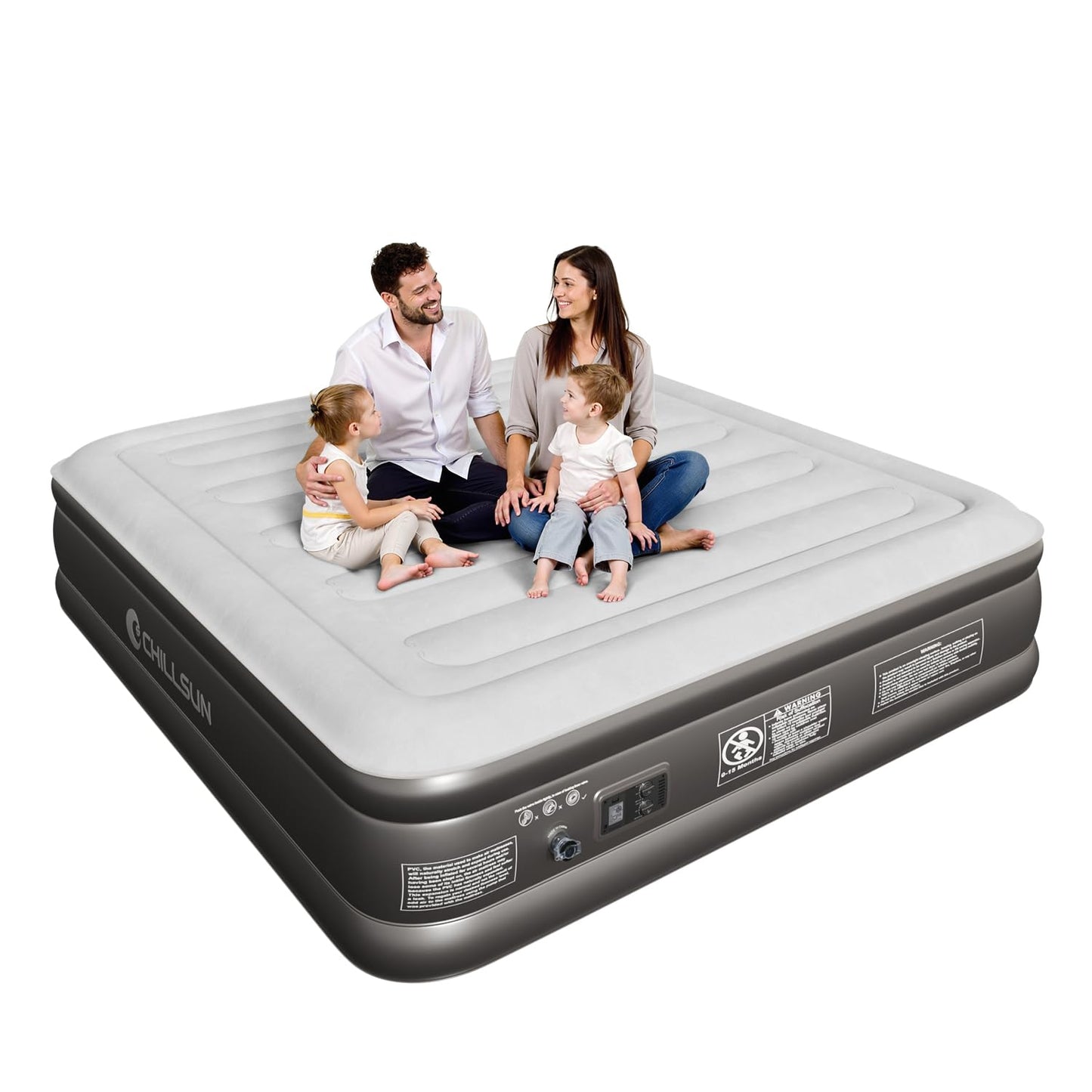 CHILLSUN Air Mattress Queen With Built in Pump - Upgraded Blow Up Bed,2 Mins Quick Self Inflatable and Deflate, 18"/650lbs Max, Strong Support, Flocked Top, Puncture Resistant, for Camping,Home,Guests