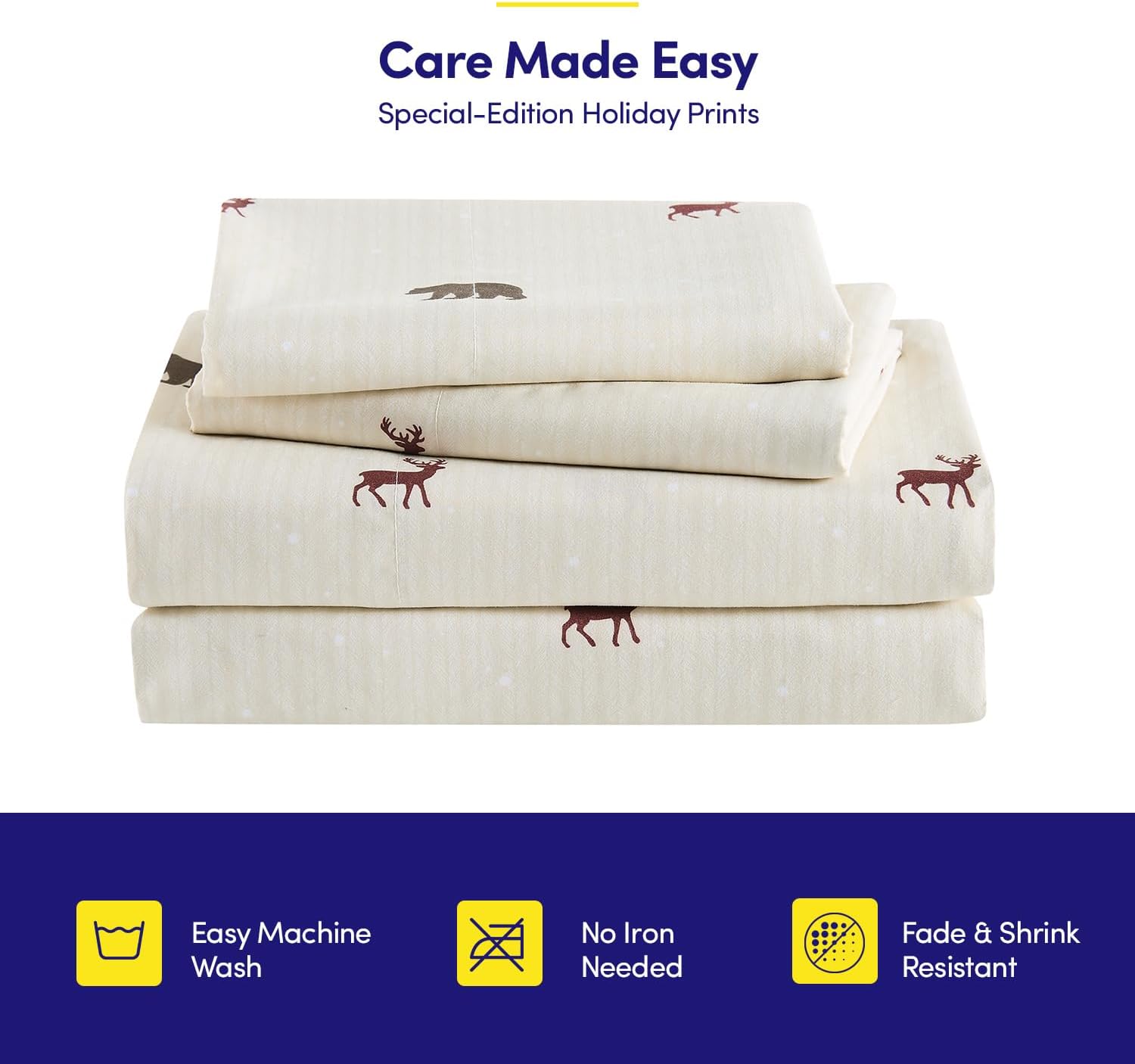 Christmas Sheets King Size with Built‑in Sheet Straps – Cozy Christmas Bedding for Holiday Cheer & Winter Dreams – Soft, Snug Sleep for Seasonal Celebrations, Polar Bear & Reindeer