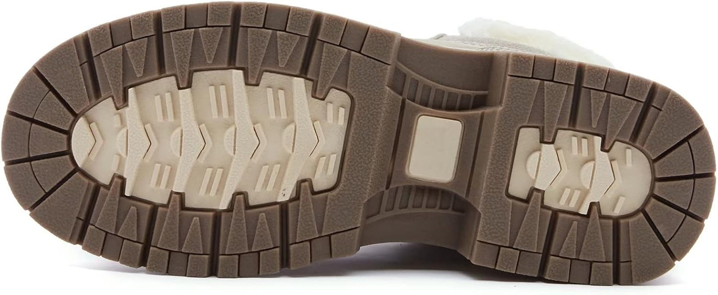 ANJOUFEMME Womens Hiking Snow Winter Boots - Waterproof Work Ankle Boots for Women Comfortable Warm Fur Boots for Backpacking Cycling