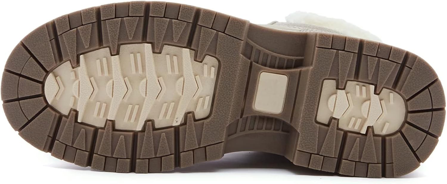 ANJOUFEMME Womens Hiking Snow Winter Boots - Waterproof Work Ankle Boots for Women Comfortable Warm Fur Boots for Backpacking Cycling