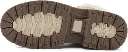 ANJOUFEMME Womens Hiking Snow Winter Boots - Waterproof Work Ankle Boots for Women Comfortable Warm Fur Boots for Backpacking Cycling