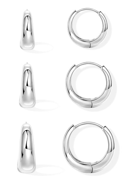 Inerney Gold Huggie Hoop Earrings Set for Women, Dainty Small Sterling Silver Earring Stacks Hypoallergenic Jewelry for Multiple Piercings, Trendy Twisted Cute Cartilage Hoops Birthstone Gift 3 Pairs