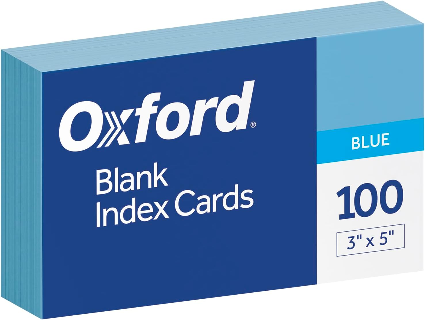 Oxford Blank Color Index Cards, 3" x 5", Blue, 100 Per Pack (7320 BLU)