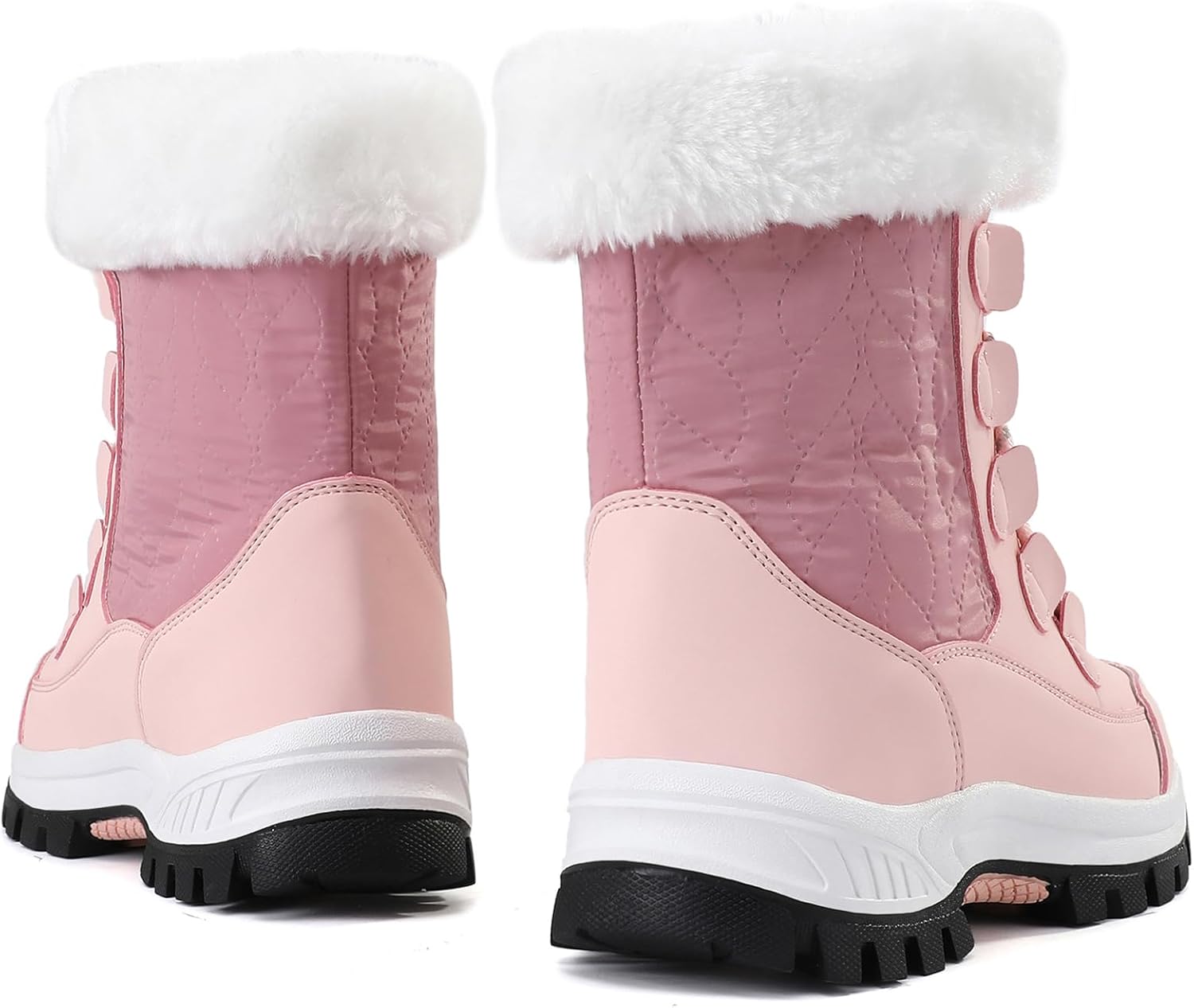 COOJOY Womens Winter Snow Boots Waterproof Shoes Walking Comfortable Hiking Tennis Booties Furry Mid Calf Warm Lightweight