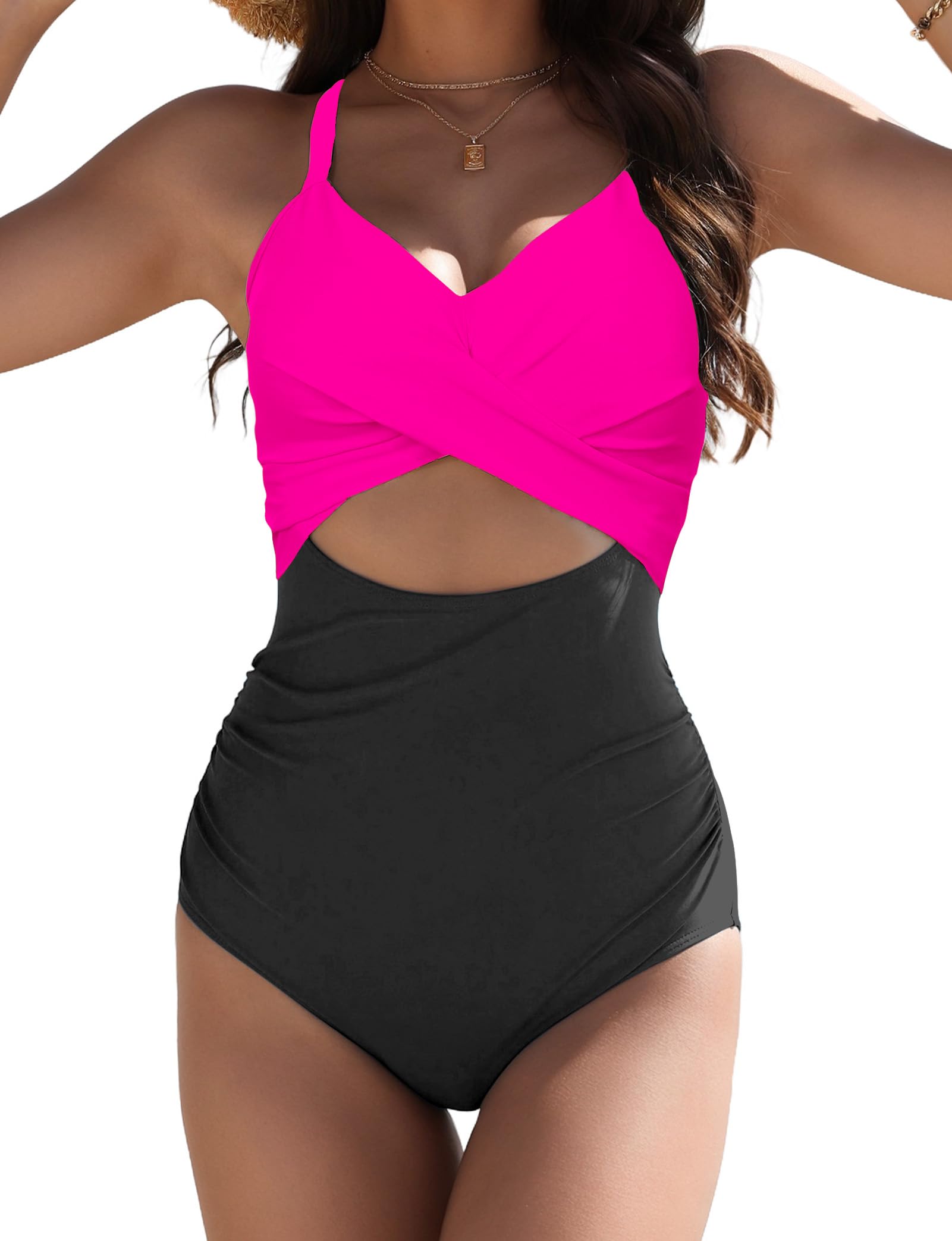 Buauty Women's One Piece Swimsuit Tummy Control Bathing Suits Sexy Cutout Swimwear Full Coverage Swim Suits for Women 2025