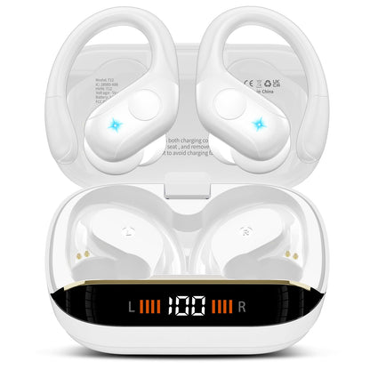 Wireless Earbuds Bluetooth 5.4 Headphones 75H Stereo Deep Bass Sports Over Ear Buds with Earhooks, LED Display Bluetooth Earbuds with 4 ENC Mic, IP7 Waterproof Earphone for Running, Black