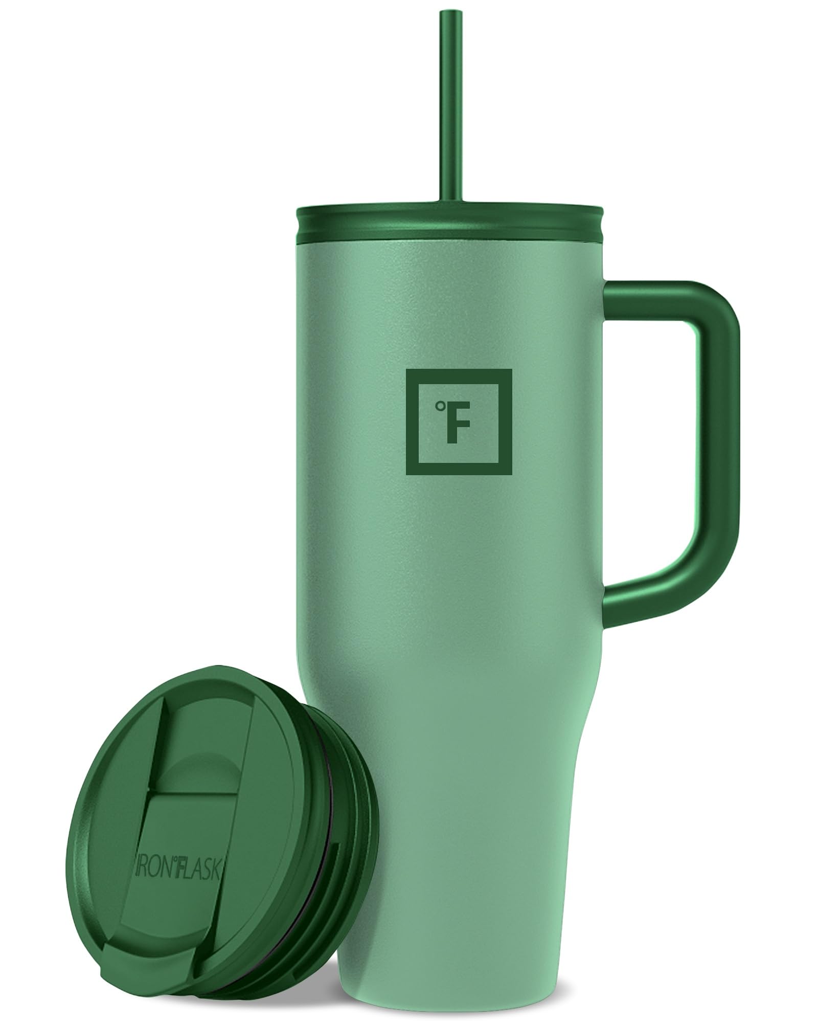 IRON °FLASK Co-Pilot Insulated Mug w/Straw & Flip Cap Lids - Cup Holder Bottle for Hot, Cold Drink - Leak-Proof - Water, Coffee Portable Travel Mug - Aurora, 40 Oz