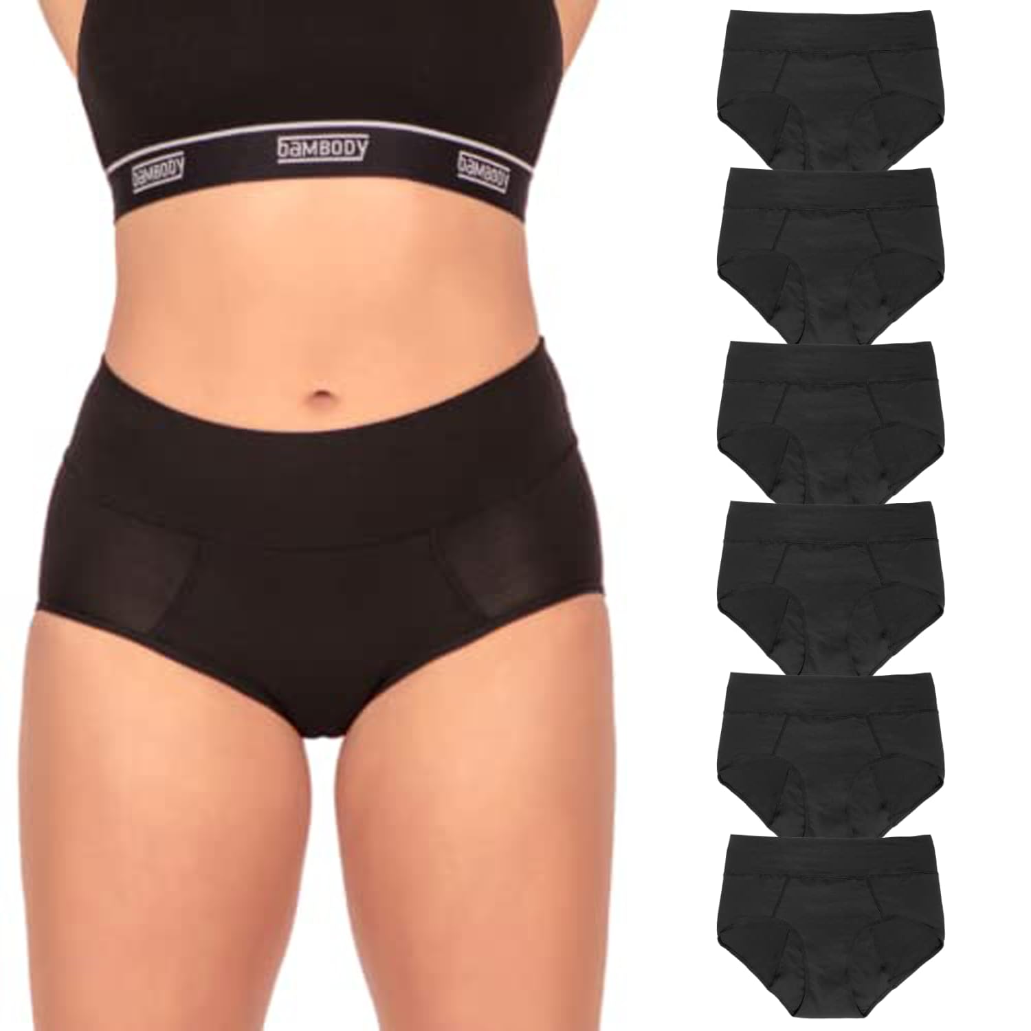Bambody Absorbent Panties, Period Underwear for Women and Teens - All-Day Long - Overnight Protection- Postpartum, Leakproof