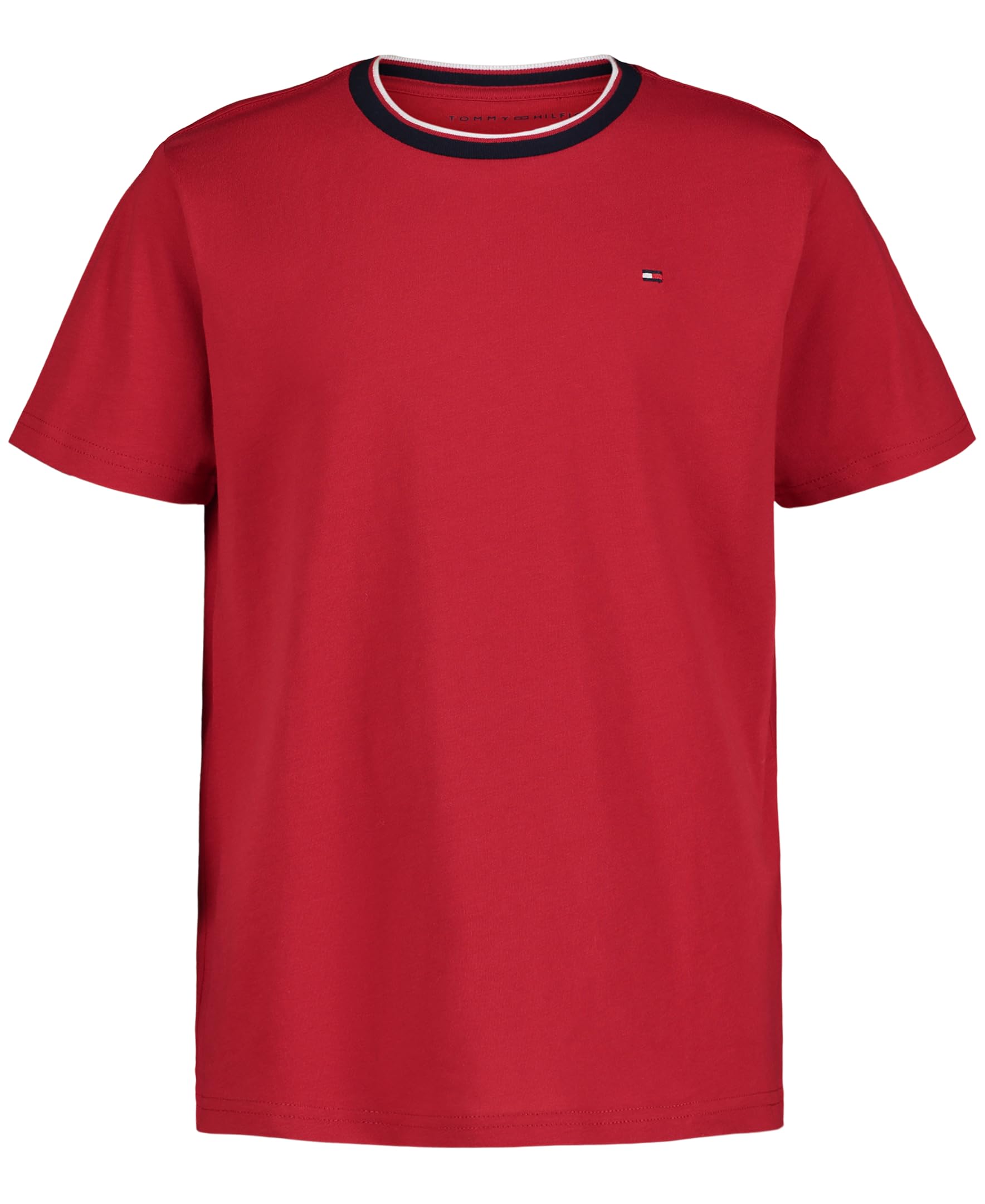 Tommy Hilfiger Boys' Short Sleeve YD Ringer Crew Neck T-Shirt, Soft, Comfortable, Relaxed Fit