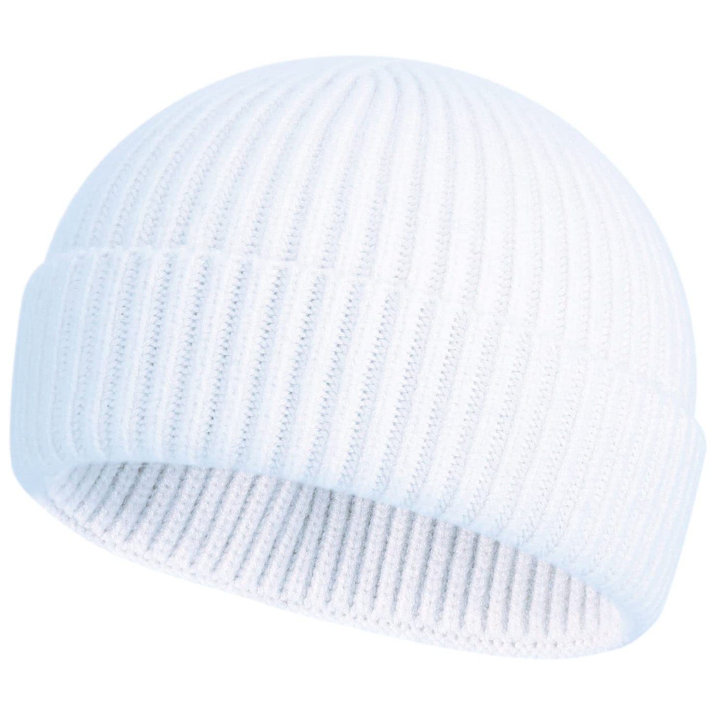 ROYBENS Swag Wool Knit Cuff Short Fisherman Beanie for Men Women, Winter Warm Hats