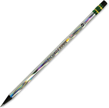 Ticonderoga Noir Pencils, Wood-Cased #2 HB Soft, Pre-Sharpened with Eraser, Holographic Barrel, 6 x 12-Packs, 72 Pencils Total (13970)