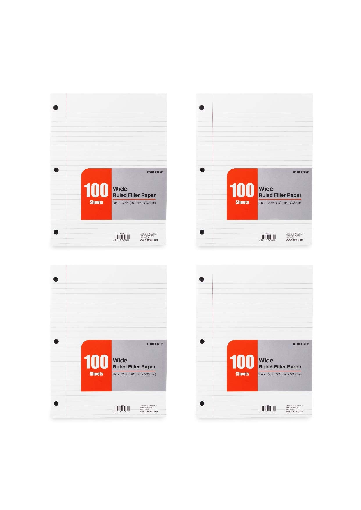 Mintra Office Filler Paper (College Ruled, 600 Sheets (6pks of 100))