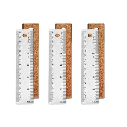 6-Inch and 12-Inch Stainless Steel Metal Ruler with Non-Slip Cork Backing - 2 Pack
