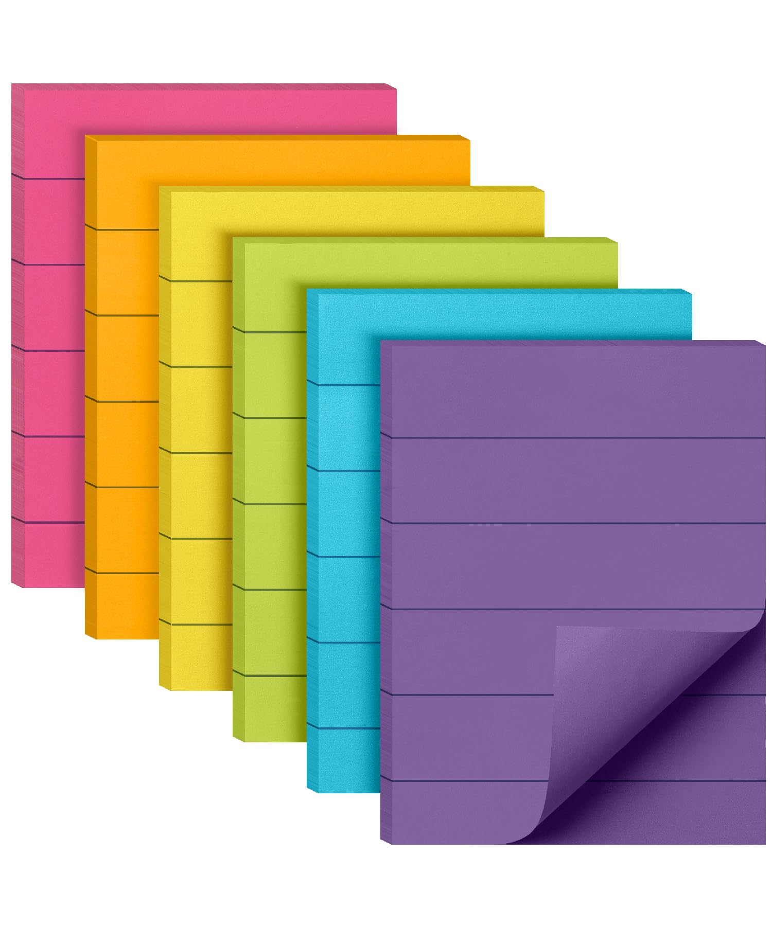 Mr. Pen- Lined Sticky Notes 3x3, 6 Pads, 45 Sheet/Pads, Pastel Colors, Sticky Notes with Lines