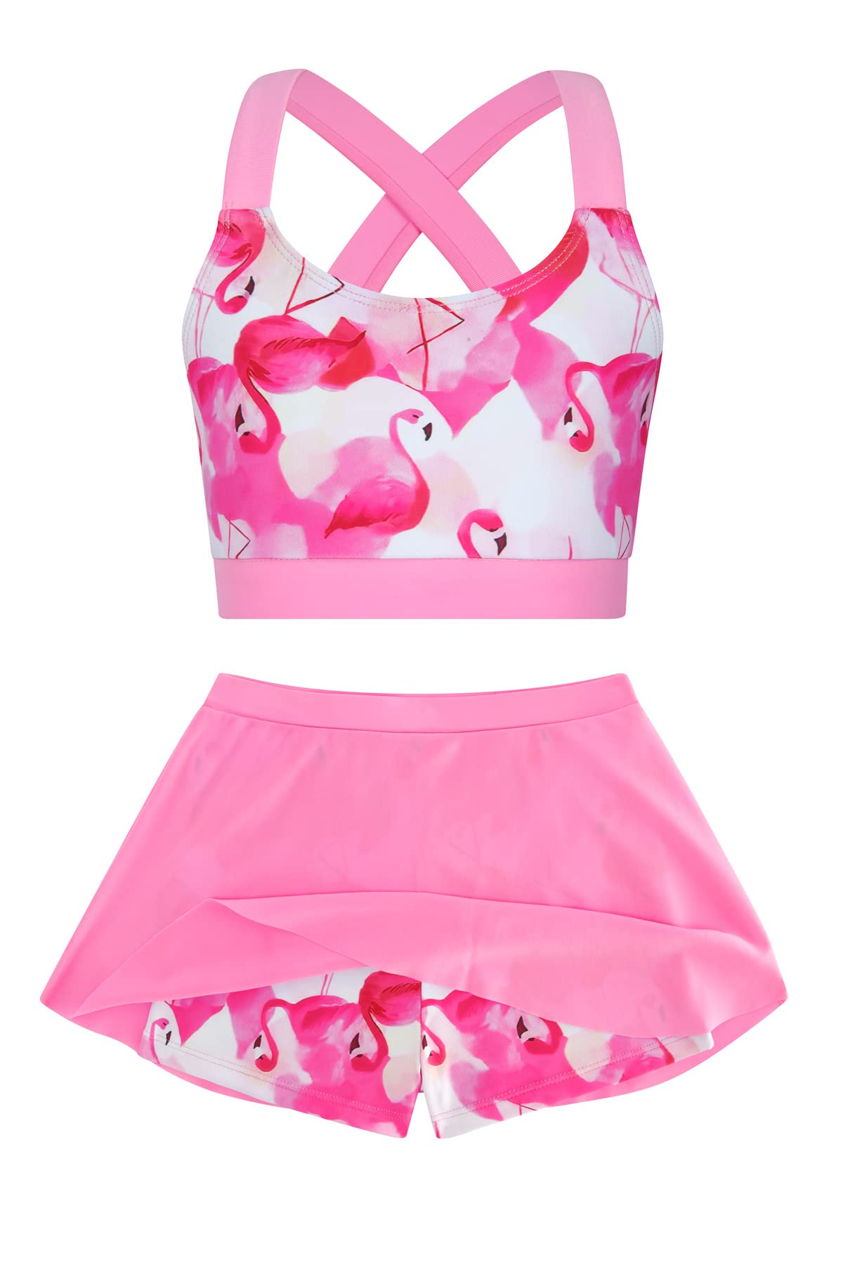 Cutemile Little Girls Two Piece Tankini Swimsuit Summer Boyshort Bathing Suit Beach Rash Guard Swimwear 6-13 Years