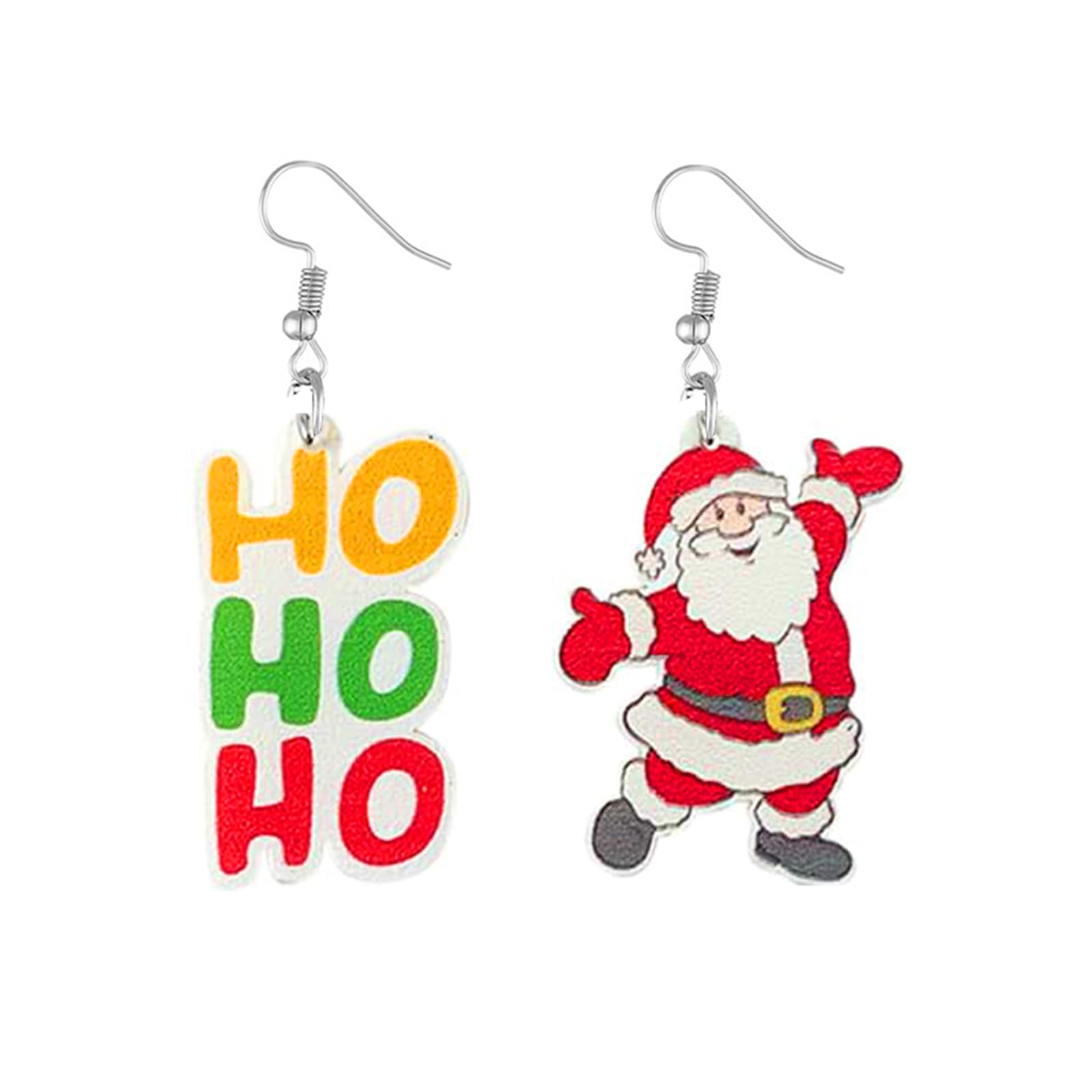 Christmas Earrings For Women Cute Colorful Acrylic Christmas Santa Claus HO HO HO Tree Gingerbread Man Dangle Drop Holiday Earrings Decoration Christmas Jewelry Gifts