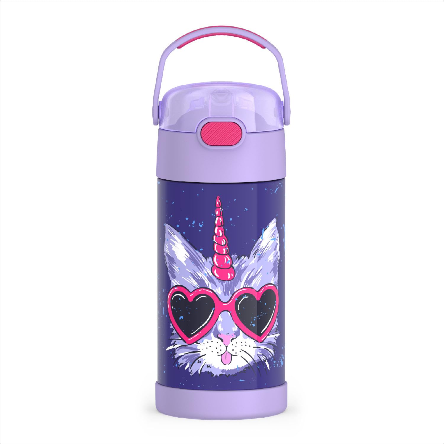 THERMOS FUNTAINER Water Bottle with Straw - 12 Ounce - Kids Stainless Steel Vacuum Insulated Water Bottle with Lid, Mod Flowers