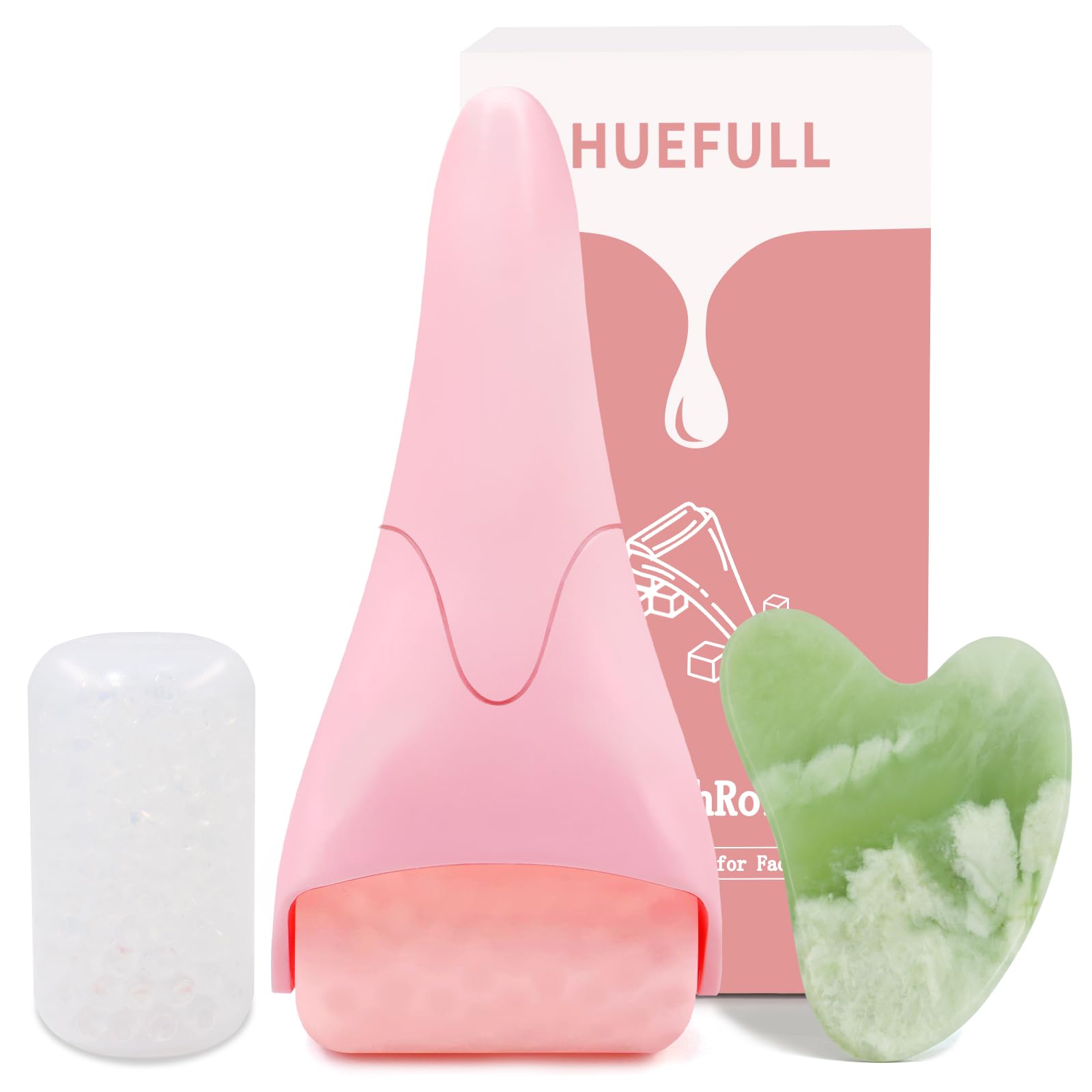 huefull Ice Roller for Face Women, Skin Care Set & Ice Face Roller，Self Care Gifts for Women,Reduces Puffiness and Wrinkle, Facial Massager Tool & Spa Pink Gifts