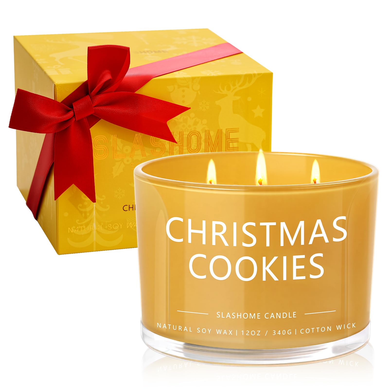 Christmas & Winter Candle Gift Set, 6 Pack 7oz Soy Scented Candles for Home, Holiday & Birthday Gift for Women & Men, Balsam Cedar, Christmas Cookies & Spices, Apple Cider, Hot Cocoa & Hello Winter