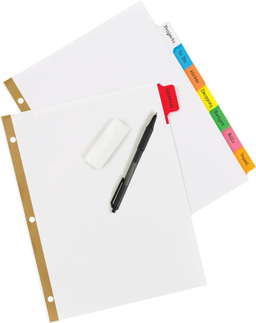 Avery Big Tab Write & Erase Dividers for 3 Ring Binders, 8-Tab Set, Multicolor Divider Tabs, 1 Set of Binder Dividers, Great for Organizing Projects, Reports, Finances, and More (23079)