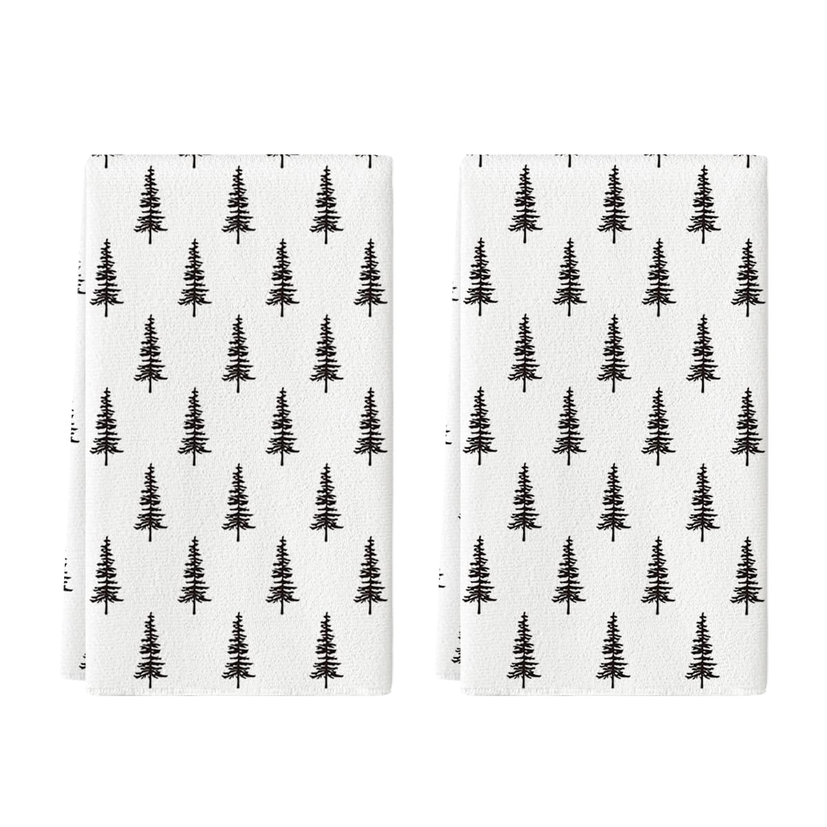 Artoid Mode Wood Xmas Tree Christmas Kitchen Towels Dish Towels, 18x26 Inch Farmhouse Holiday Winter Decoration Cleaning Set of 2