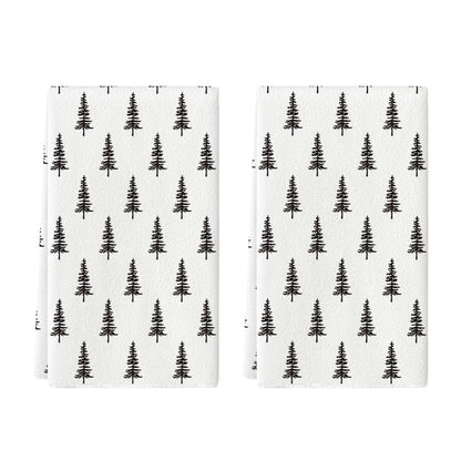 Artoid Mode Wood Xmas Tree Christmas Kitchen Towels Dish Towels, 18x26 Inch Farmhouse Holiday Winter Decoration Cleaning Set of 2