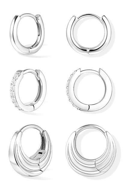 Inerney Gold Huggie Hoop Earrings Set for Women, Dainty Small Sterling Silver Earring Stacks Hypoallergenic Jewelry for Multiple Piercings, Trendy Twisted Cute Cartilage Hoops Birthstone Gift 3 Pairs