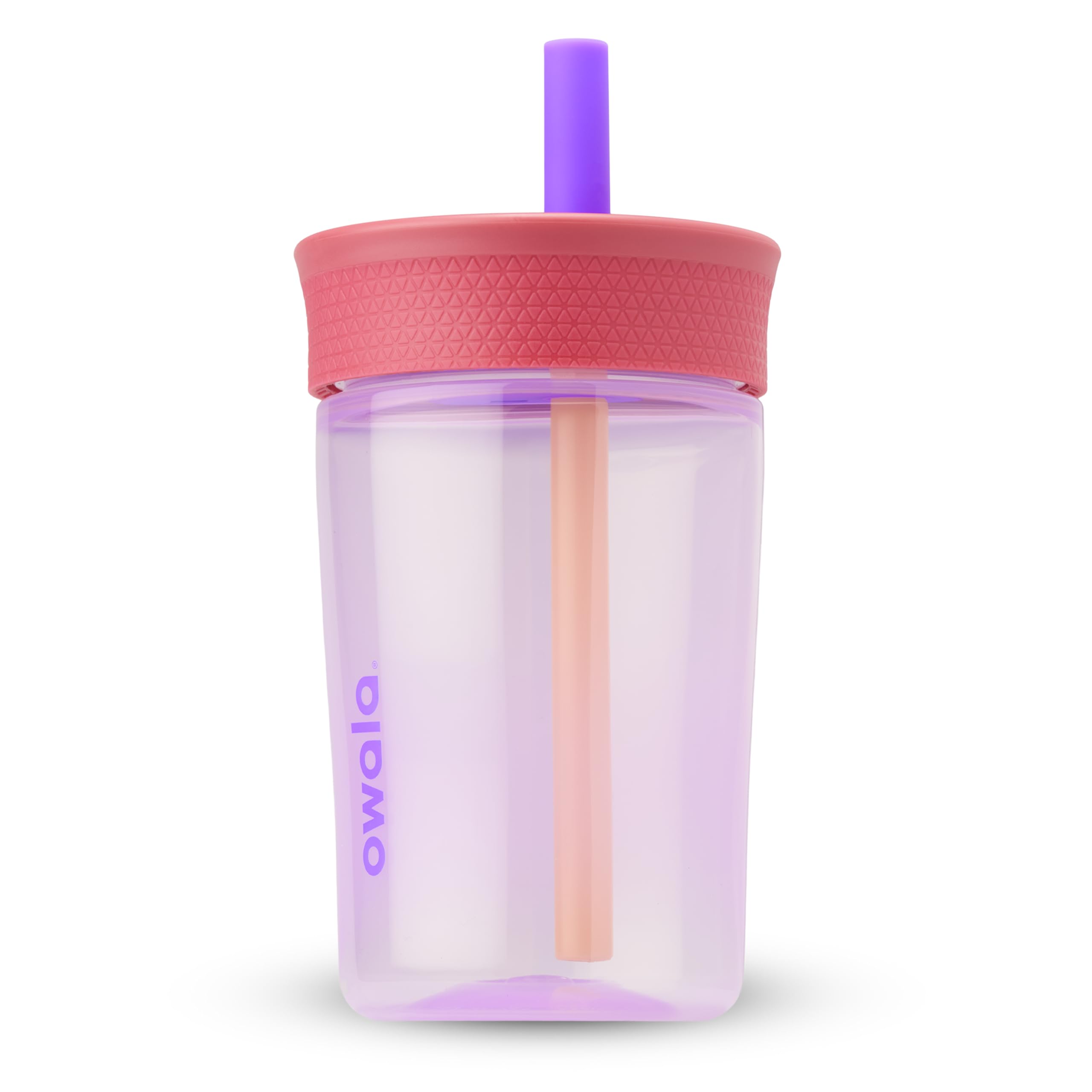 Owala Kids BPA-Free Plastic Tumbler with Spill Resistant Flexible Straw, Easy to Clean, Kids Water Bottle, Great for Travel, Dishwasher Safe, 15 Oz, Orange and Peach (Watermelon)