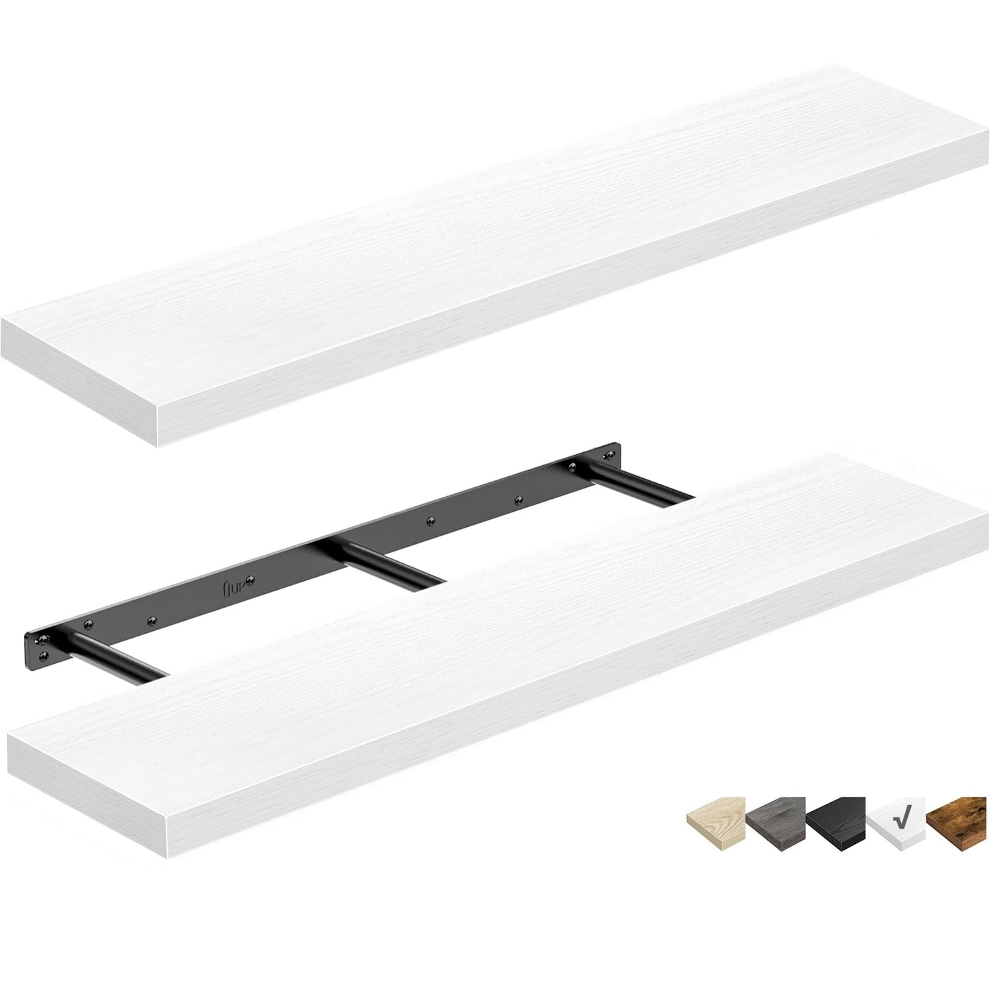 QEEIG Bathroom Floating Shelves for Wall Mounted Shelf Over Toilet Farmhouse Home Decor Display Shelving Small 16 inch Set of 2, Rustic Brown (008-40BN)