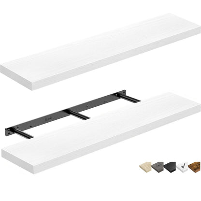 QEEIG Bathroom Floating Shelves for Wall Mounted Shelf Over Toilet Farmhouse Home Decor Display Shelving Small 16 inch Set of 2, Rustic Brown (008-40BN)