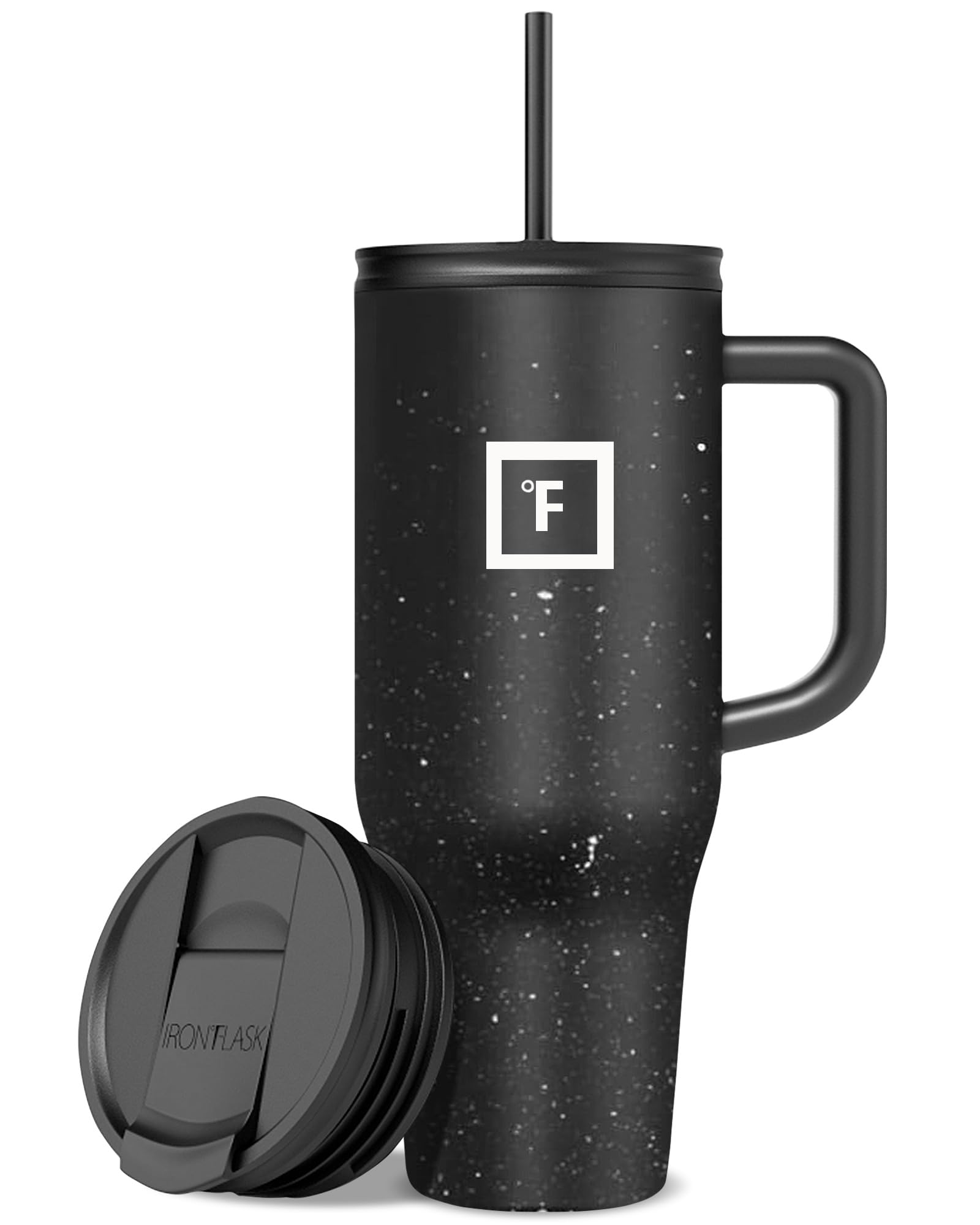 IRON °FLASK Co-Pilot Insulated Mug w/Straw & Flip Cap Lids - Cup Holder Bottle for Hot, Cold Drink - Leak-Proof - Water, Coffee Portable Travel Mug - Aurora, 40 Oz