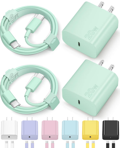 iPhone 16 15 Charger Fast Charging Type C Chargers USB C Charger Block iPhone 16 Chargers with 2 Pack 6FT Cable for iPhone 16/16 Plus/16 Pro/16 Pro Max/iPhone 15/15 Pro Max/iPad Pro/AirPods