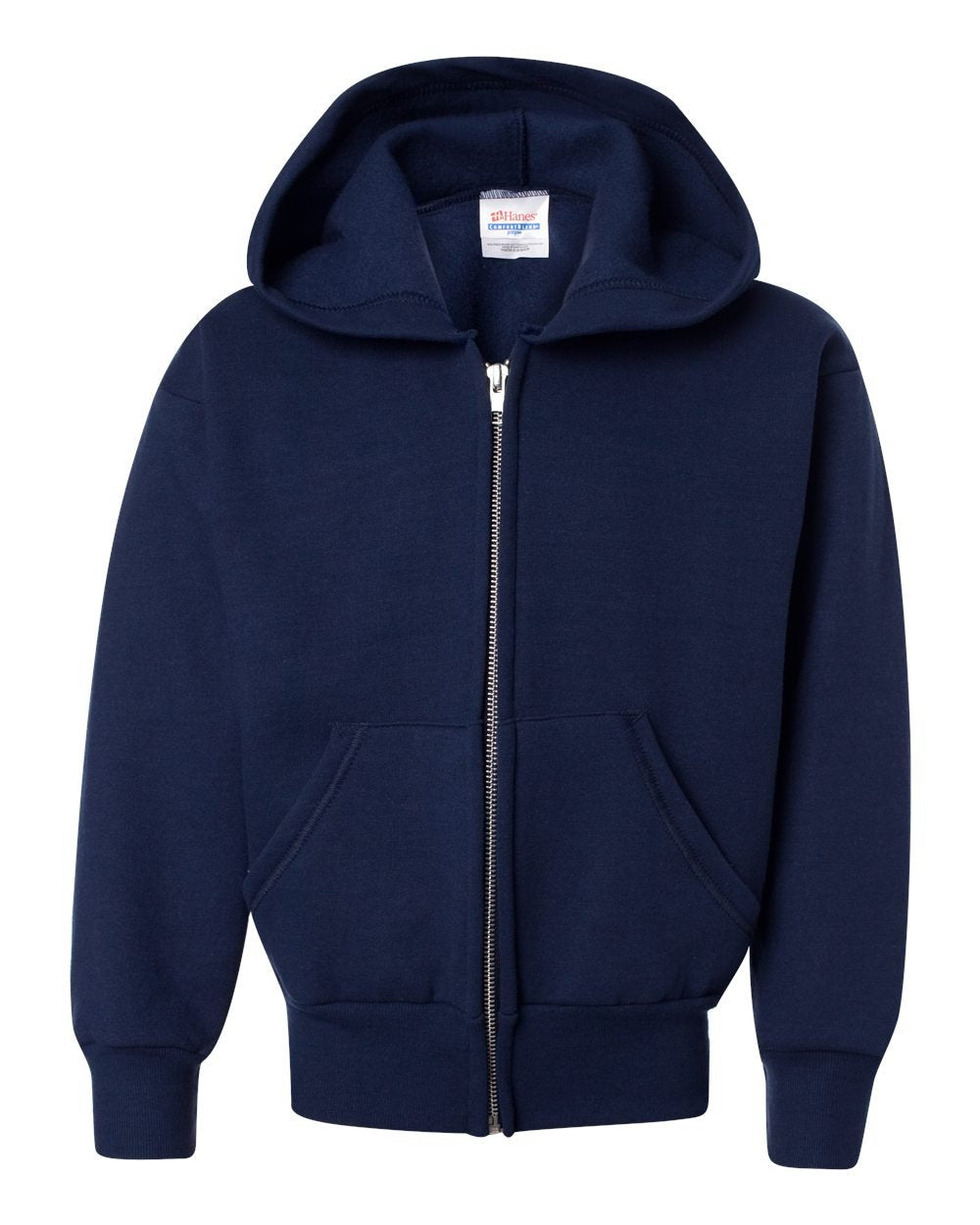 Hanes Boys' EcoSmart Full Zip Hooded Jacket, Navy, Large