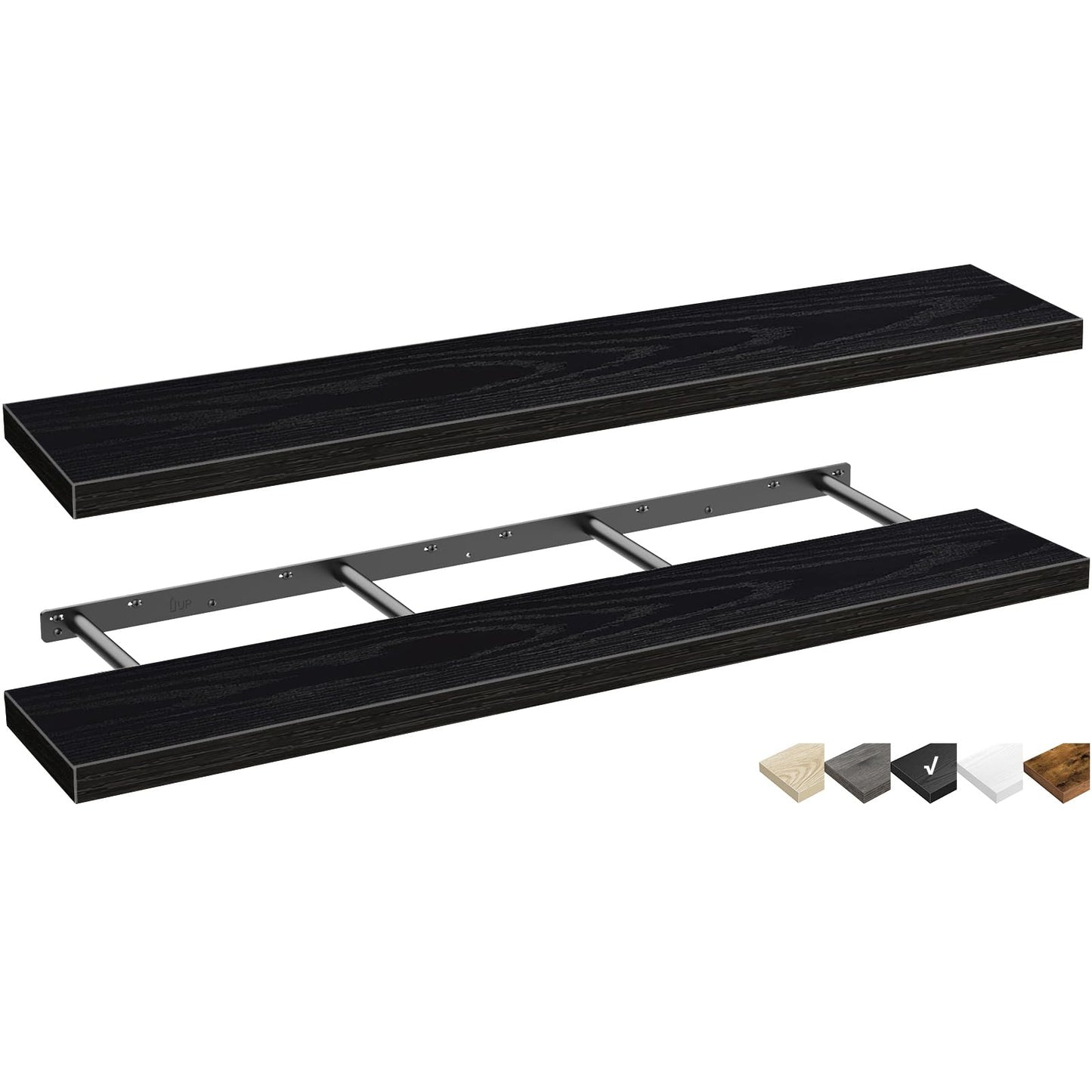 QEEIG Bathroom Floating Shelves for Wall Mounted Shelf Over Toilet Farmhouse Home Decor Display Shelving Small 16 inch Set of 2, Rustic Brown (008-40BN)