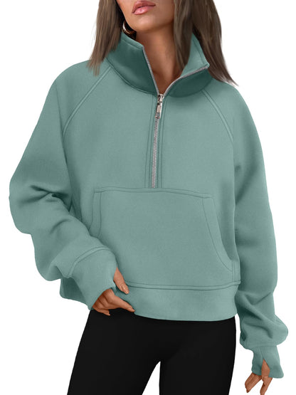 AUTOMET Womens Sweatshirts Half Zip Cropped Pullover Fleece Quarter Zipper Hoodies 2025 Fall Fashion Outfits Clothes