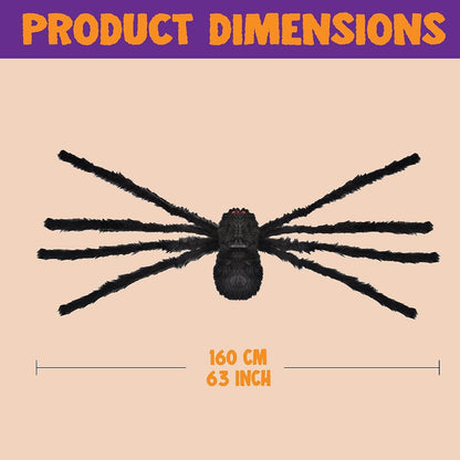 JOYIN 2 Pack 5 Ft Halloween Outdoor Decorations Hairy Black Spider, Scary Giant Spider, Fake Large Haunted House Props, Halloween Yard Lawn Decorations Party Indoor Decor