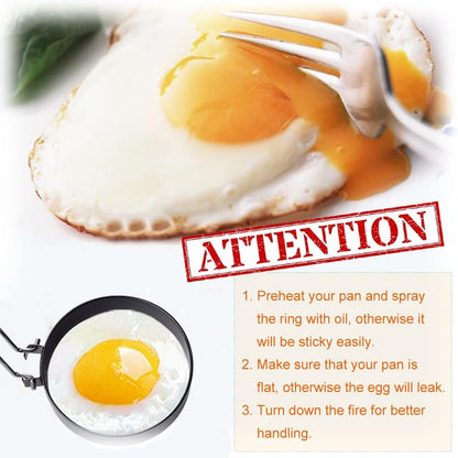 COTEY 3.5" Egg Rings Set of 2 with Silicone Handle, Large Ring for Frying Eggs, Round Mold for English Muffins - Griddle Cooking Shaper for Breakfast