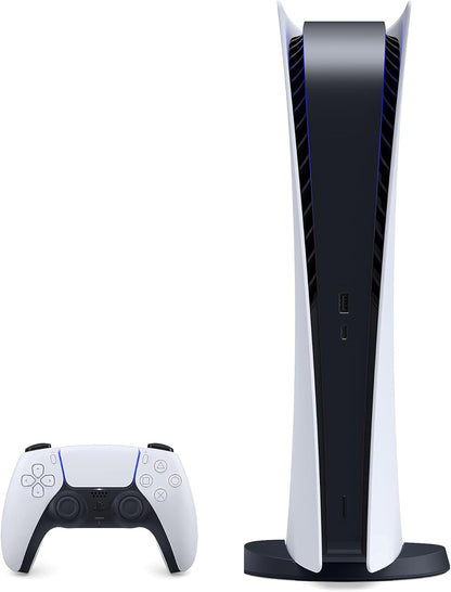 Sony PS5 PlayStation 5 Digital Edition Gaming Console + Wireless Controller - 16GB GDDR6 RAM, 825GB SSD, 120Hz 8K Output, White