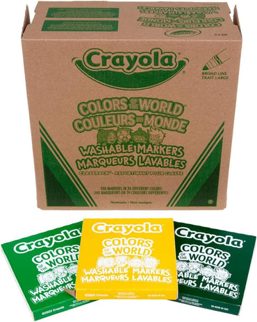 Crayola Colors Of The World Classpack (240 Ct), Bulk Skin Tone Washable Markers, School Supplies For Teachers, Individual Marker Boxes