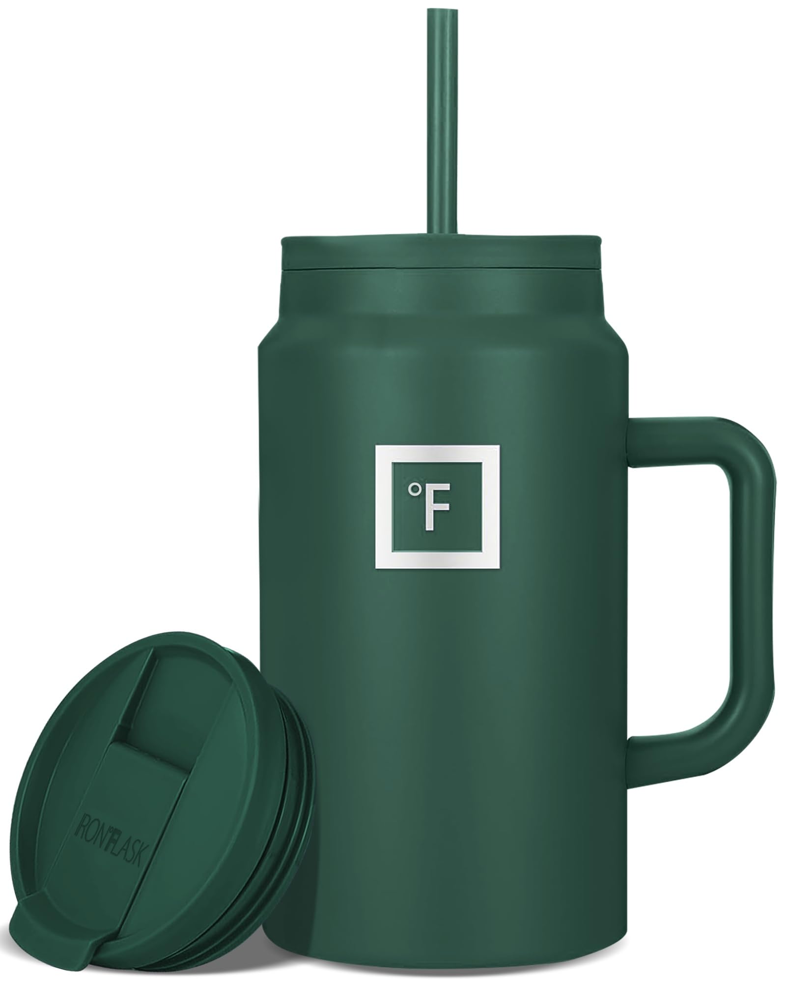 IRON °FLASK Co-Pilot Insulated Mug w/Straw & Flip Cap Lids - Cup Holder Bottle for Hot, Cold Drink - Leak-Proof - Water, Coffee Portable Travel Mug - Aurora, 40 Oz