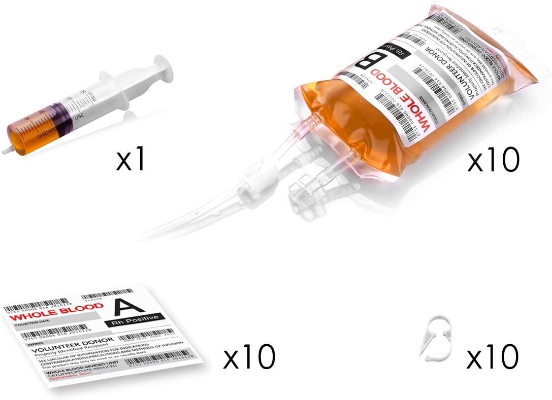 Blood Bags for Drinks, WYNK Live Blood of Theme Parties 350ML x 10 IV Bags with Syringe Halloween Party Cups for Halloween Zombie Party Christmas Carnival Theme Parties Children Funny Decoration