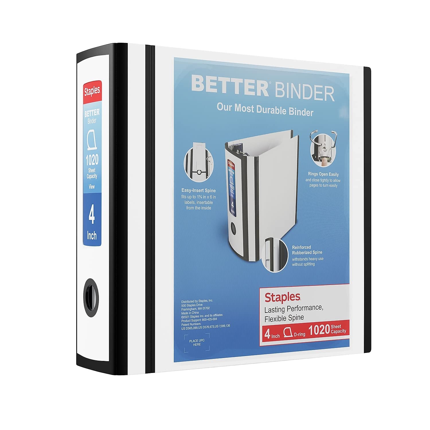 STAPLES 3 Inch BetterView Binder with D-Rings (Teal)
