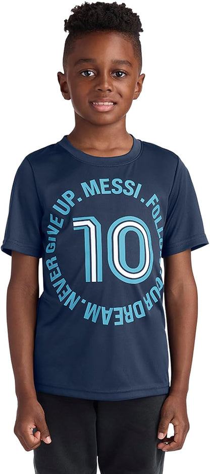 Boys' Lifestyle Short Sleeve Top, Loose-fit Shirt with Logo, Comfortable