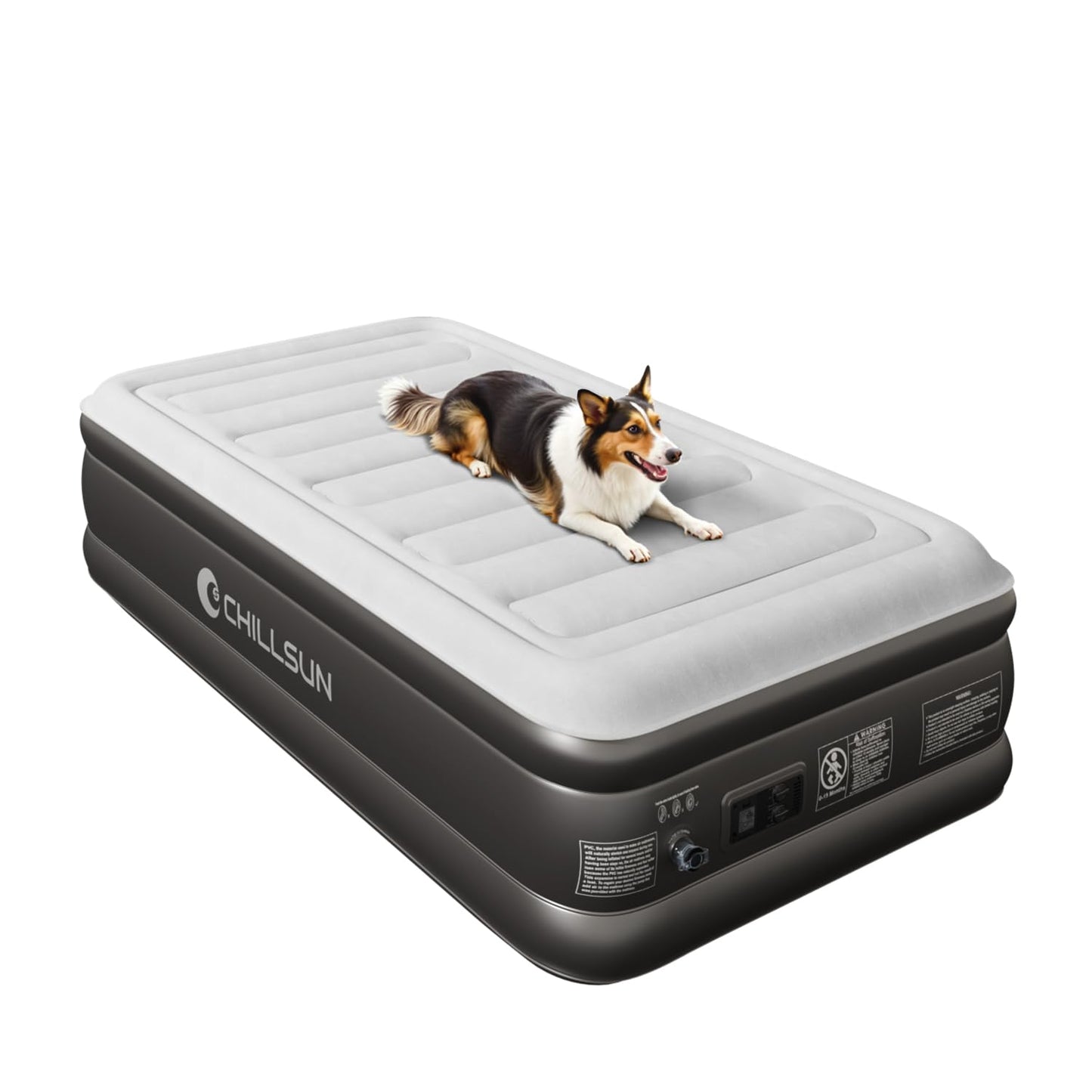 CHILLSUN Air Mattress Queen With Built in Pump - Upgraded Blow Up Bed,2 Mins Quick Self Inflatable and Deflate, 18"/650lbs Max, Strong Support, Flocked Top, Puncture Resistant, for Camping,Home,Guests