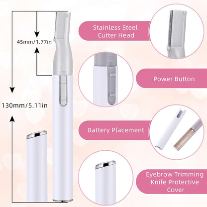 Landhoow 3 Pcs Electric Eyebrow Trimmer Women Precision Eyebrow Hair Trimmers with Comb Christmas Women Gift, Battery Operated Personal Epilator for Face Lips Leg Neck Fuzz (White, Gold, Pink)