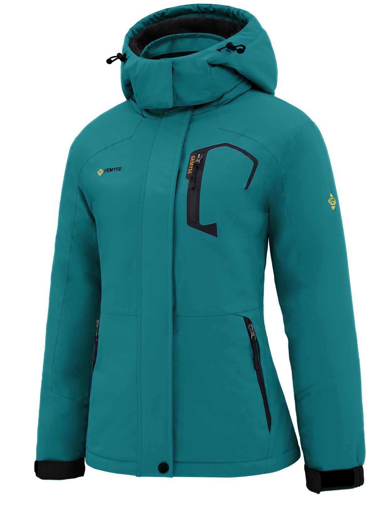 GEMYSE Women's Ski Snow Jacket Warm Winter Waterproof Coat Snowboard Rain Jacket Hooded Windproof Windbreaker