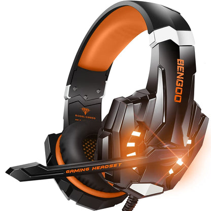 BENGOO G9000 Stereo Gaming Headset for PS4 PC Xbox One PS5 Controller, Noise Cancelling Over Ear Headphones with Mic, LED Light, 7.1 Surround Sound, Soft Memory Earmuffs for Nintendo Xbox Series X|S