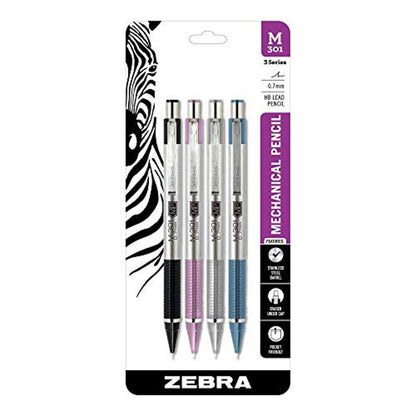 Zebra Pen M-301 Mechanical Pencil, Stainless Steel Barrel, Medium Point, 0.7mm, Black Grip (Pack of 1,12 Count Total)